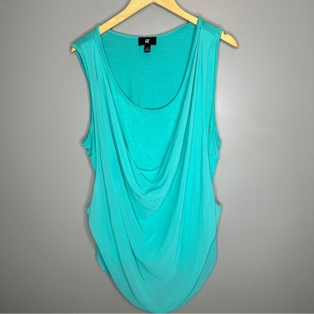 IZ Byer teal cowl neck sleeveless blouse